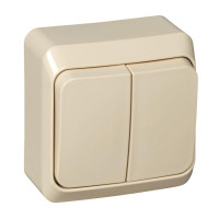 ЭТЮД О/У 2-клавишный ВЫКЛЮЧАТЕЛЬ с подсветкой 10 АХ, КРЕМОВЫЙ BA10-006K