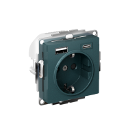 ATLASDESIGN РОЗЕТКА 16А c 2 USB A+C, 5В/2,4А/3,0А, 2х5В/1,5А, механизм, ИЗУМРУД ATN000832