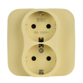 FLITE Розетка 2-местная с заземлением с защитными шторками безвинтовое крепление 16А в сборе РСш12-1-А-ФлН навахо IEK