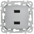 FLITE Розетка USB A+A 3,1А РЮ-2-ФлА алюминий IEK