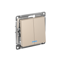 ATLASDESIGN 2-клавишный ВЫКЛЮЧАТЕЛЬ с подсветкой, сх.5а, 10АХ, мех., быстрозажим. клем., ПЕСОЧНЫЙ ATN001253S