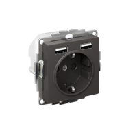 ATLASDESIGN РОЗЕТКА 16А c 2 USB A+A, 5В/2,4А, 2х5В/1,2А, механизм, БАЗАЛЬТ ATN001430