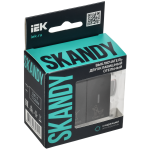 SKANDY Выключатель 2-клавишный с индикацией для отелей 10А SK-V16Bl черный IEK