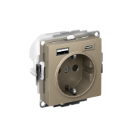 ATLASDESIGN РОЗЕТКА 16А c 2 USB A+C, 5В/2,4А/3,0А, 2х5В/1,5А, механизм, ШАМПАНЬ ATN000532