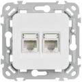 FLITE Розетка 2-местная компьютерная RJ45 категория 5Е UTP РК5е-2-0-ФлБ белый IEK
