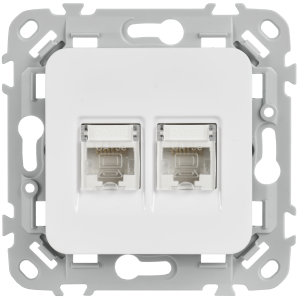 FLITE Розетка 2-местная компьютерная RJ45 категория 5Е UTP РК5е-2-0-ФлБ белый IEK