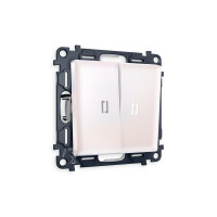 MA204035 Комплект механизма 2-кл проходного выключателя с подсветкой 5600K ALFA Жемчуг QUANT AP2040, VM120, G25W AMBRELLA VOLT