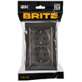 BRITE Розетка 2-местная с заземлением без защитных шторок плоская 16А в сборе РСПл12-3-БрТБ темная бронза IEK