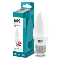 Лампа светодиодная 7Вт C35 свеча 4000К нейтр. бел. E27 230В IEK LLE-C35-7-230-40-E27