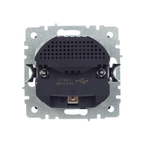 BRITE Розетка 1-местная с заземлением с защитными шторками 16А с USB AA 5В 3,1А РЮш10-2-БрС сталь IEK