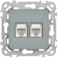 FLITE Розетка 2-местная компьютерная RJ45 категория 5Е UTP РК5е-2-0-ФлС серый IEK