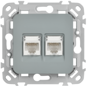 FLITE Розетка 2-местная компьютерная RJ45 категория 5Е UTP РК5е-2-0-ФлС серый IEK