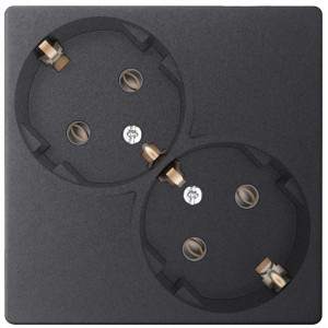 Розетка 2-м СП Simon 24 16А IP20 2х2P+E Schuko без защ. шторок механизм графит Simon 2450459-038