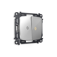 MO404010 Комплект механизма 2-кл выключателя с подсветкой 3200K OMEGA Серебро глянец QUANT OP4040, VM115, G11Y AMBRELLA VOLT