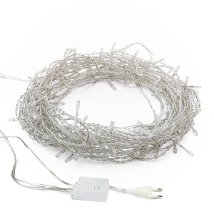Гирлянда светодиодная Светодиодный Дождь 3х2м 240LED тепл. бел. 12Вт 230В IP20 свечение с динамикой провод прозр. Neon-Night 235-092