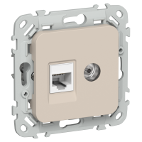 FLITE Розетка 2-местная RJ45/TV категория 5Е UTP РКТВ5е-2-0-ФлЛ льняной IEK