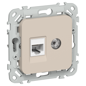 FLITE Розетка 2-местная RJ45/TV категория 5Е UTP РКТВ5е-2-0-ФлЛ льняной IEK