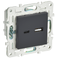 SKANDY Розетка USB A+C 3,1А SK-R14G графит IEK