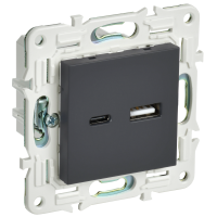 SKANDY Розетка USB A+C 3,1А SK-R14G графит IEK