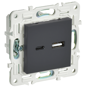 SKANDY Розетка USB A+C 3,1А SK-R14G графит IEK