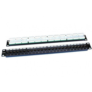 Патч-панель 19дюйм 1U кат.5E 24 порта RJ45 PP3-19-24-8P8C-C5E-110D черн. Hyperline 246095