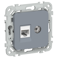 FLITE Розетка 2-местная RJ45/TV категория 5Е UTP РКТВ5е-2-0-ФлМ маренго IEK