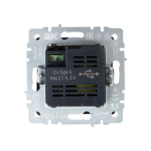 BRITE Розетка USB A+A 5В 3,1А РЮ10-1-БрГ графит IEK