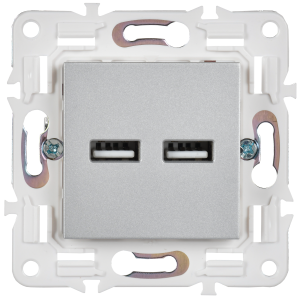 SKANDY Розетка USB A+A 3,1А SK-R15S серебряный IEK