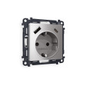 MA510010 Комплект механизма электрической розетки ALFA Сталь матовый 2USB AC 20W быстрая зарядка сз QUANT AP5100, VM160 AMBRELLA VOLT
