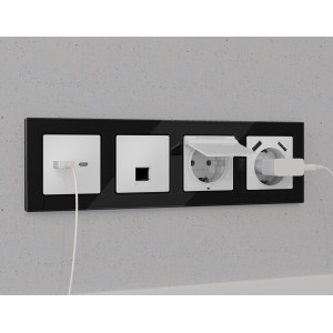 MA132005 Комплект механизма компьютерной розетки RJ-45 экранированной с автоматической защитной шторкой ALFA Белый матовый QUANT AP1320, VM185 AMBRELLA VOLT