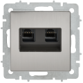 BRITE Розетка компьютерная двойная RJ45 кат.5E РК10-2-БрГН металл хром/никель IEK