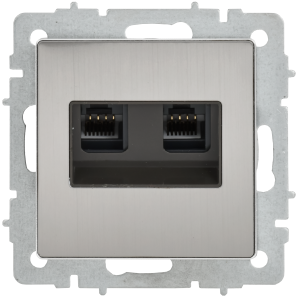 BRITE Розетка компьютерная двойная RJ45 кат.5E РК10-2-БрГН металл хром/никель IEK