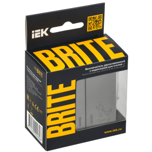 BRITE Выключатель 2-клавишный с индикацией для отелей 10А ВС10-2-9-БрС сталь IEK