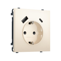 MS250010 Комплект механизма электрической розетки SIGMA Жемчужно-кремовый 2USB AC 20W быст. зар. сз сш 16A-250V QUANT PRO SP2500, PR160