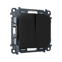 MO803030 Комплект механизма 2-клавишного перекрестного выключателя 10A-250V OMEGA Черный матовый QUANT OP8030, VM125 AMBRELLA VOLT