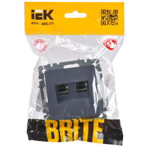 BRITE Розетка двойная RJ11+RJ45 кат.5E РК/Т12-БрМ маренго IEK