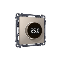 MA365810 Комплект мех-ма терморегулятора с цифровым дисплеем с подсветкой и датчиком для теплого пола ALFA Серо-бежевый матовый QUANT (AP3658, VM1385) AMBRELLA VOLT