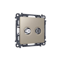 MA373310 Комплект механизма розетки TV оконечной + SAT 5-862MHz 3.5dB/950-2150MHz 3.5dB ALFA Серо-бежевый матовый QUANT (AP3733, VM217) AMBRELLA VOLT