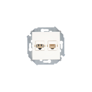Розетка телефонная компьютерная RJ11+RJ45 Simon SIMON 15, скрытый монтаж, слоновая кость, 1591590-031