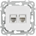 FLITE Розетка 2-местная RJ45/RJ11 категория 5Е/3 UTP РКТ5е/3-2-0-ФлБ белый IEK