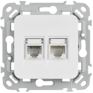FLITE Розетка 2-местная RJ45/RJ11 категория 5Е/3 UTP РКТ5е/3-2-0-ФлБ белый IEK