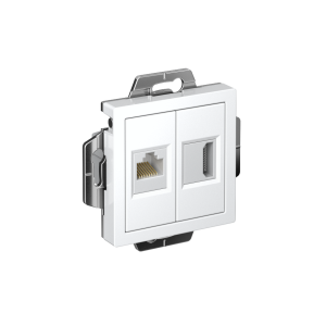 ATLASDESIGN РОЗЕТКА двойная HDMI+RJ45, кат. 5е, механизм, БЕЛЫЙ ATN000182