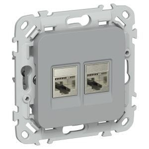 FLITE Розетка 2-местная RJ45/RJ11 категория 6/3 STP РКТ6/3-2-1-ФлС серый IEK