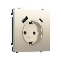 MS550010 Комплект механизма электрической розетки SIGMA Шёлк 2USB AC 20W быст. зар. сз сш 16A-250V QUANT PRO SP5500, PR160
