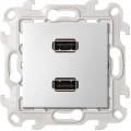 Simon 24 Алюминий Розетка 2xUSB 2.0 для передачи данных