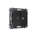 MO804035 Комплект механизма 2-кл проходного выключателя с подсветкой 5600K OMEGA Черный матовый QUANT OP8040, VM120, G25W AMBRELLA VOLT