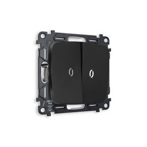 MO804035 Комплект механизма 2-кл проходного выключателя с подсветкой 5600K OMEGA Черный матовый QUANT OP8040, VM120, G25W AMBRELLA VOLT