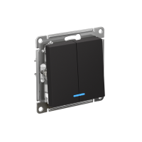 ATLASDESIGN 2-клавишный ВЫКЛЮЧАТЕЛЬ с подсветкой, сх.5а, 10АХ, мех., быстрозажим. клем., КАРБОН ATN001053S