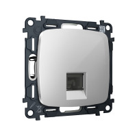 MO412005 Комплект механизма компьютерной розетки RJ-45 экранированной с автоматической защитной шторкой OMEGA Серебро глянец QUANT OP4120, VM185 AMBRELLA VOLT