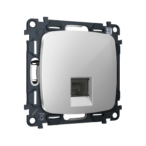 MO412005 Комплект механизма компьютерной розетки RJ-45 экранированной с автоматической защитной шторкой OMEGA Серебро глянец QUANT OP4120, VM185 AMBRELLA VOLT